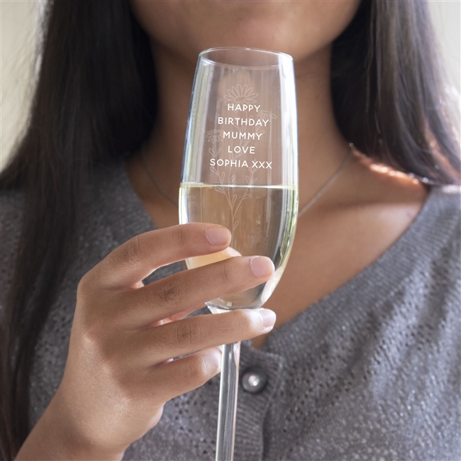 Personalised Birth Flower Crystal Champagne Flute
