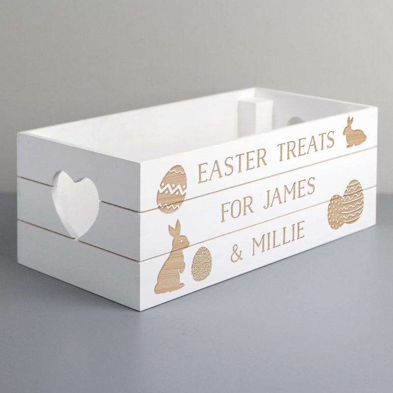 Personalised Easter Bunny White Wooden Gift Crate