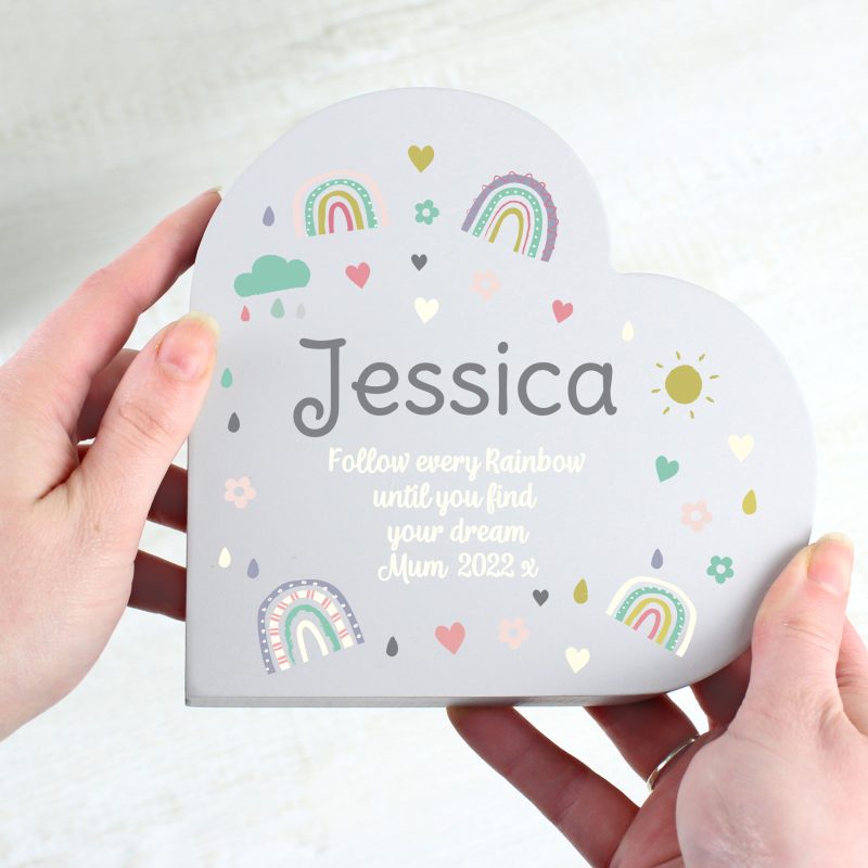 Personalised Free Standing Rainbow Heart Ornament