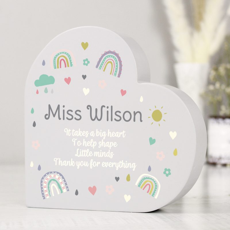 Personalised Free Standing Rainbow Heart Ornament