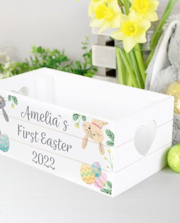 Personalised Easter Bunny White Wooden Crate