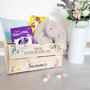 Personalised Easter Pine Wooden Crate