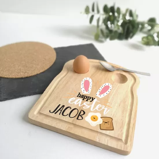 Personalised 'Bunny Ears' Eggs and Toast Breakfast Board