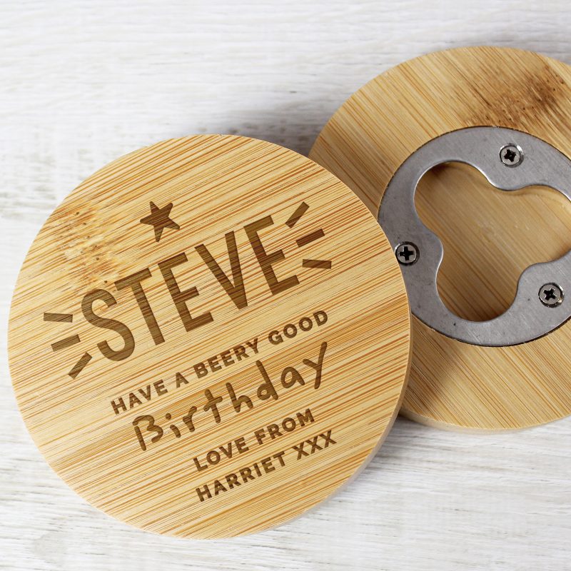 Personalised Star Wooden Bottle Opener Coaster