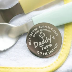 Personalised New Parents Metal Keepsake Decision Coin