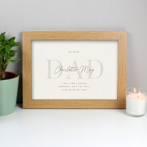 Personalised A4 Landscape Oak Framed Print