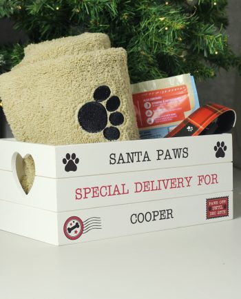 Personalised Santa Paws White Wooden Crate