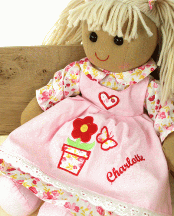 Personalised Powell Craft Pink Rag Doll