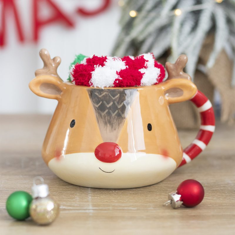 Xmas Reindeer Mug and Socks Set