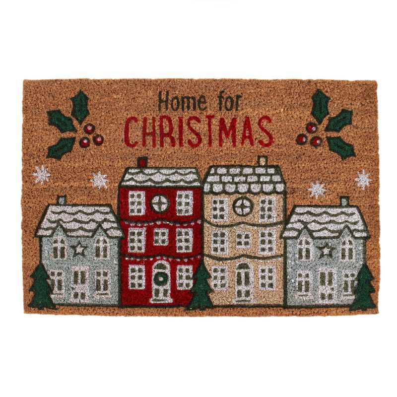 Home For Christmas Natural Doormat