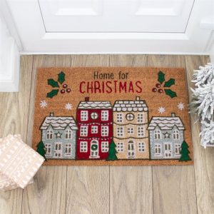 Home For Christmas Natural Doormat