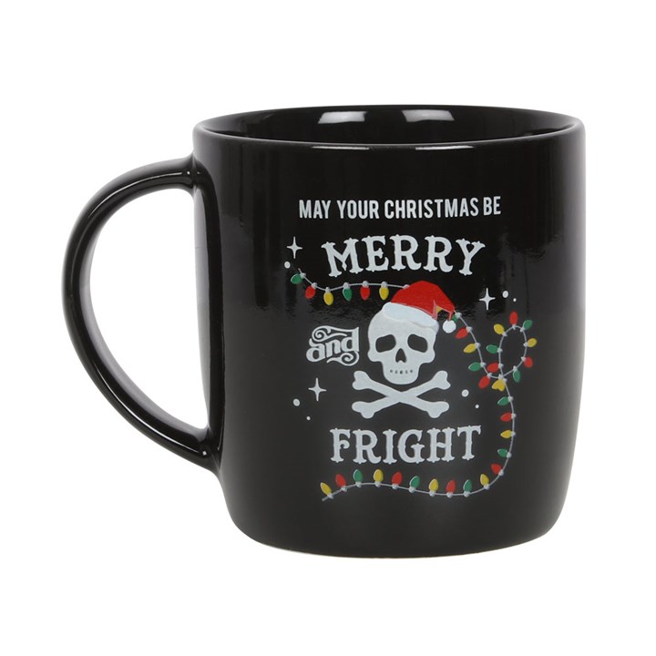 'Merry and Fright' Skull Christmas Ceramic Mug