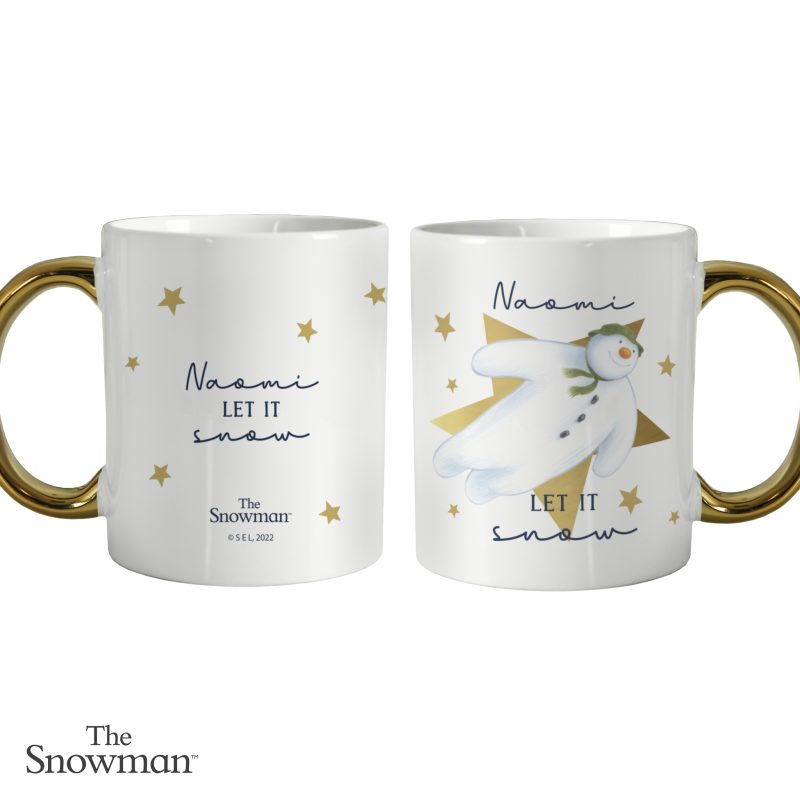 Personalised The Snowman 'Let it Snow' Gold Handled Mug