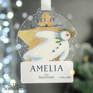 Personalised The Snowman Acrylic Xmas Decoration