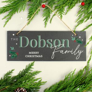 Personalised Christmas Hanging Slate Plaque