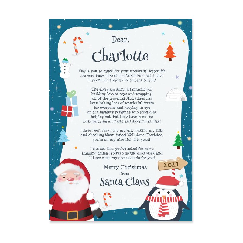 Personalised Christmas Penguin & Santa Letter