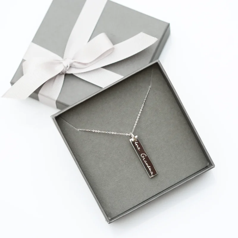 Personalised Own Handwriting Sterling Silver Bar Necklace