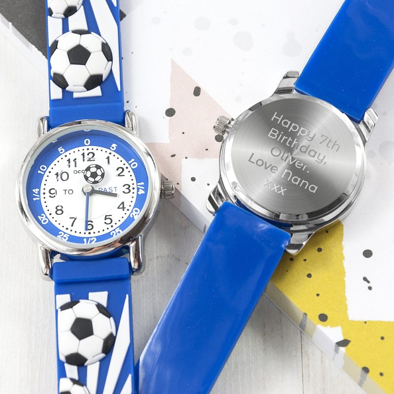 Kids Personalised Blue Football Watch
