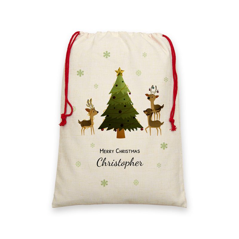 Personalised Christmas Reindeer Family Christmas Sack
