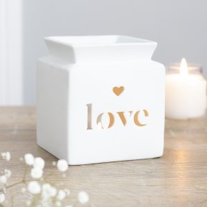 White Love & Heart Oil Burner