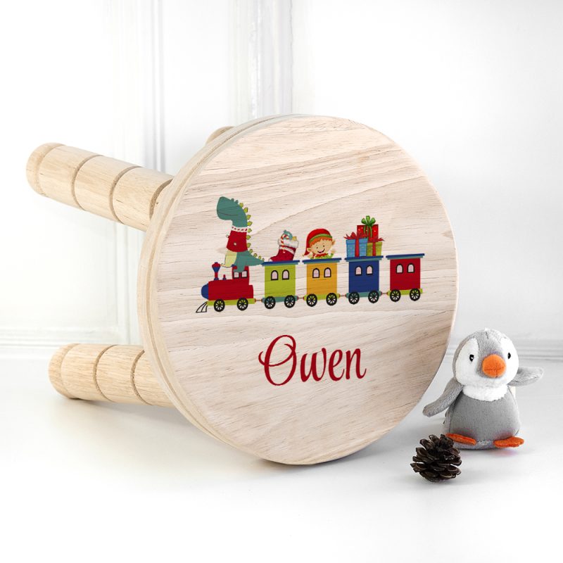 Personalised Christmas Train Wooden Stool