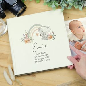 Personalised Rainbow Elephant Square Photo Album