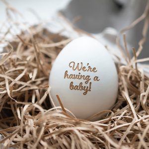 Personalised Wooden We're Having A Baby Announcement Egg