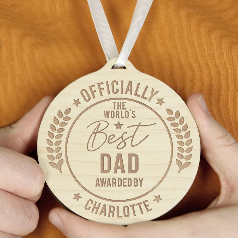 Personalised Officially The Best Round Wooden Medal