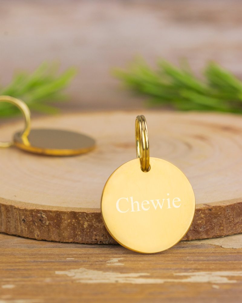 Personalised Golden Round Pet ID Tag