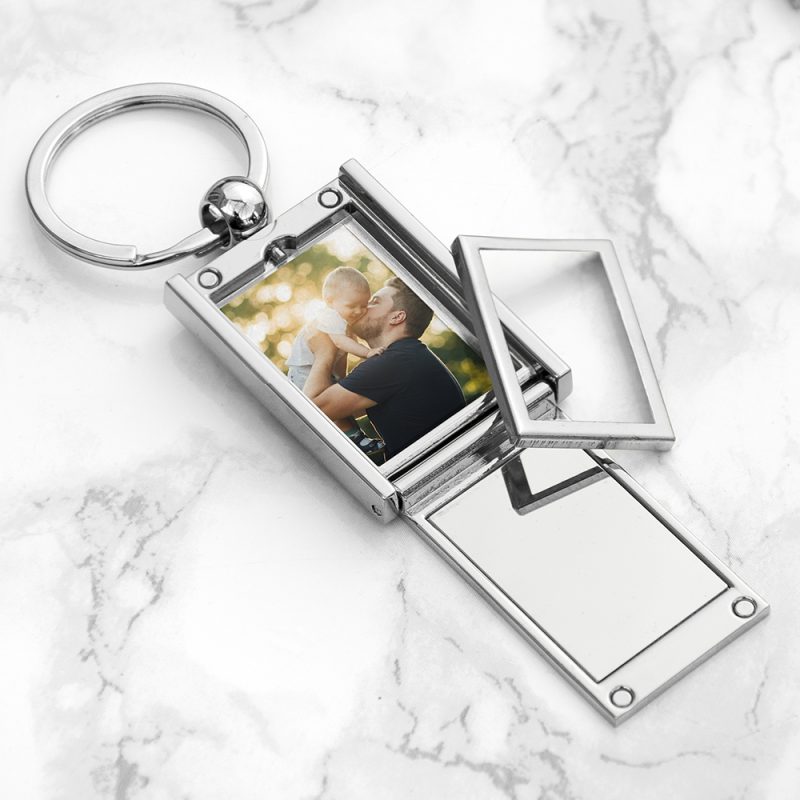 Personalised Home with Daddy Photo Frame Keyring
