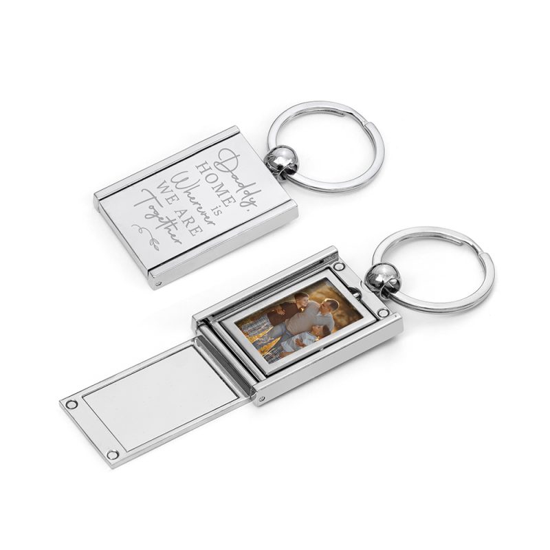 Personalised Home with Daddy Photo Frame Keyring