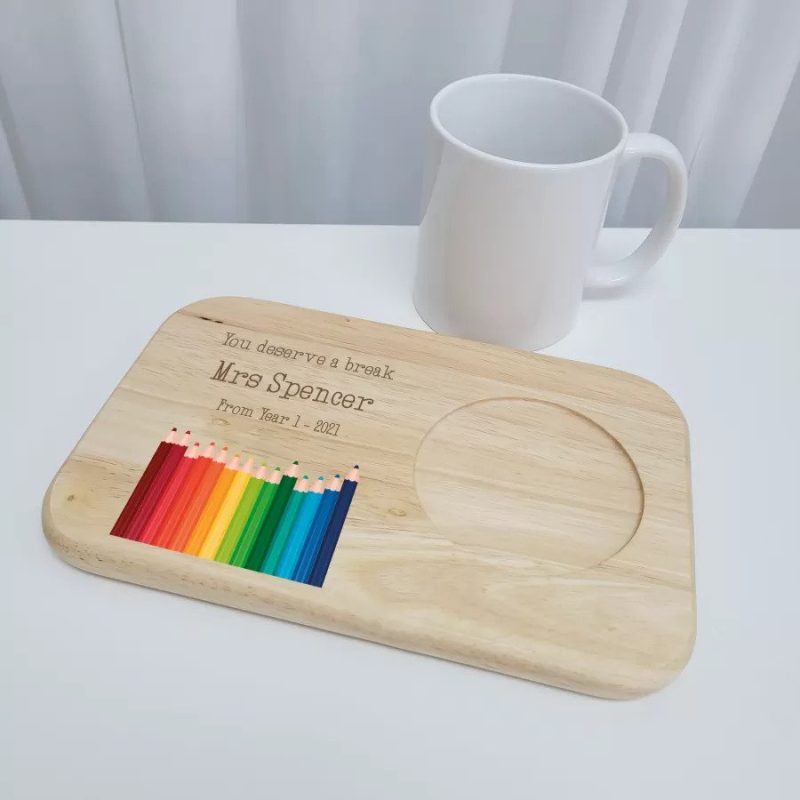 Personalised Teacher Wooden Tea and Biscuits Tray
