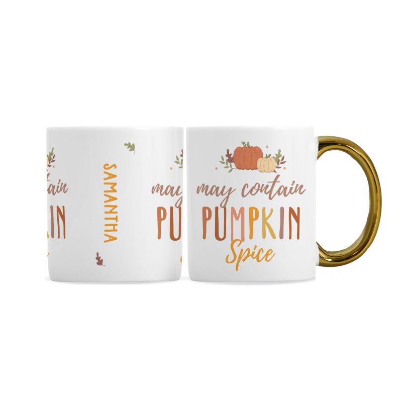 Personalised Pumpkin Spice Gold Handled Mug
