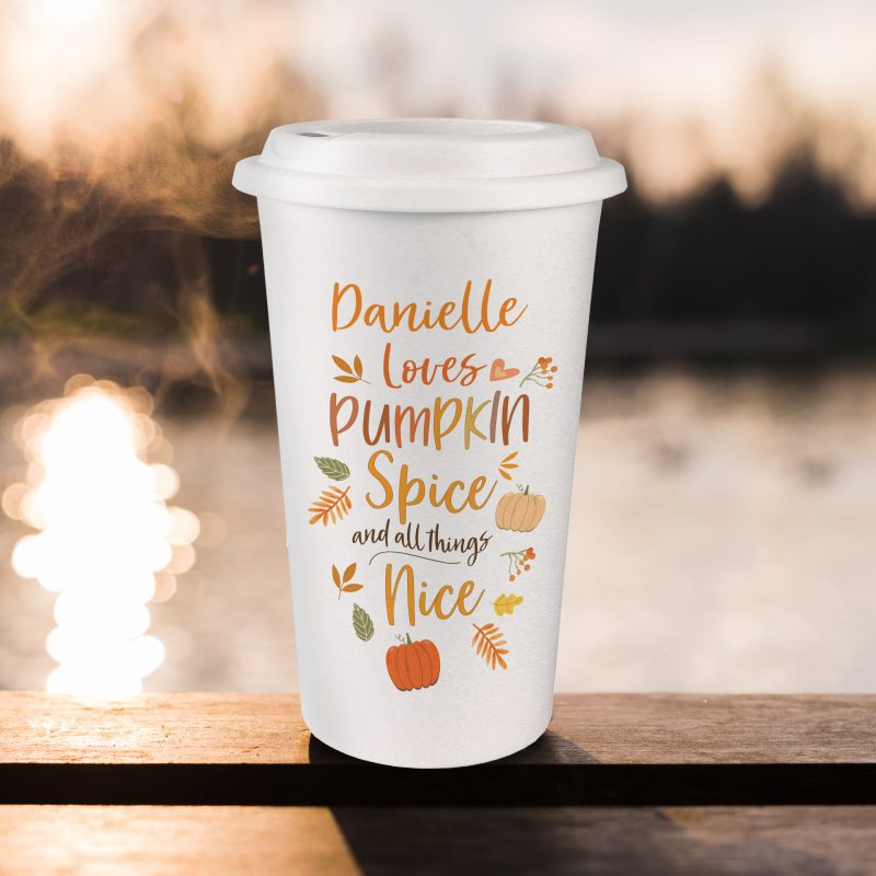 Personalised Pumpkin Spice Double Walled Travel Mug