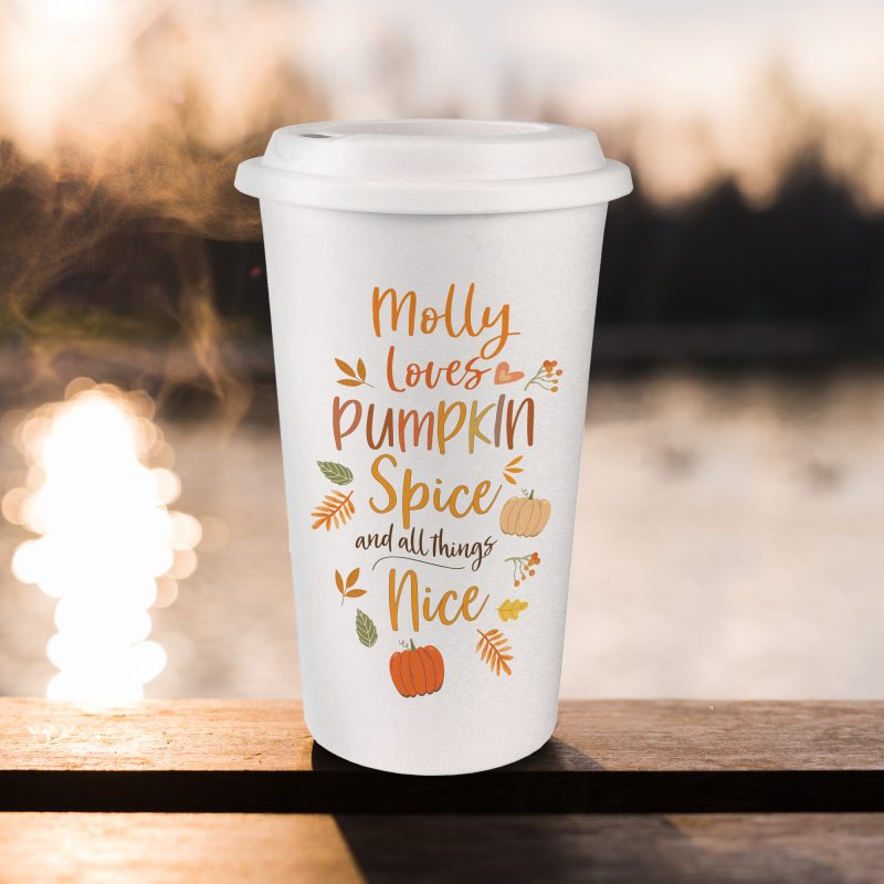 Personalised Pumpkin Spice Double Walled Travel Mug