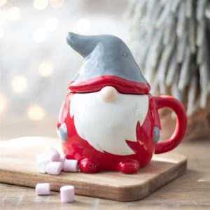 Red and Grey Xmas Gonk Lidded Mug