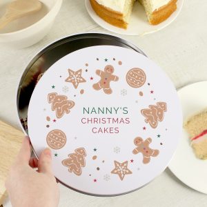 Personalised Christmas Cookies Round Cake Tin
