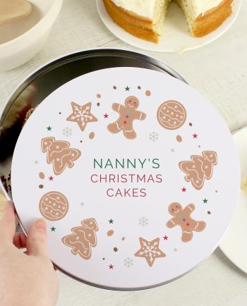 Personalised Christmas Cookies Round Cake Tin