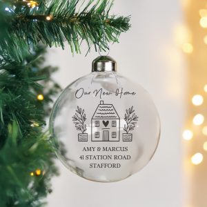 Personalised Home Glass Xmas Tree Bauble