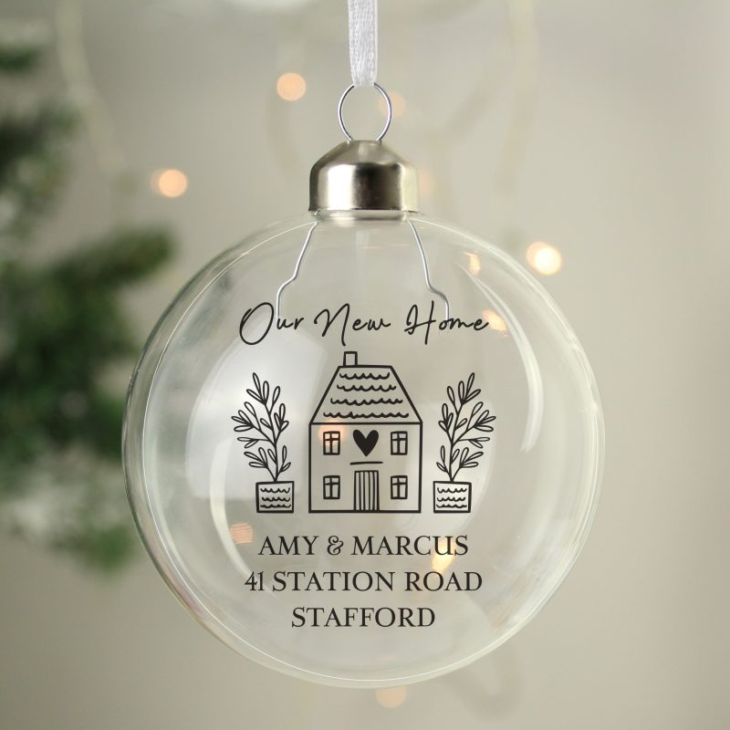 Personalised Home Glass Xmas Tree Bauble
