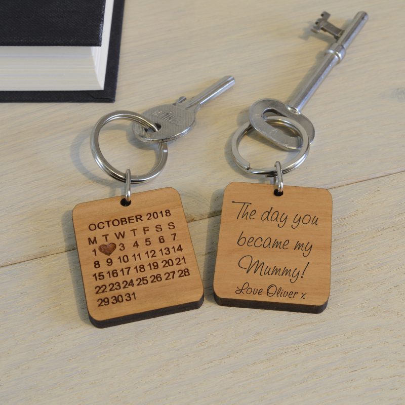 Personalised The Day You Became My Mummy Wooden Key Ring