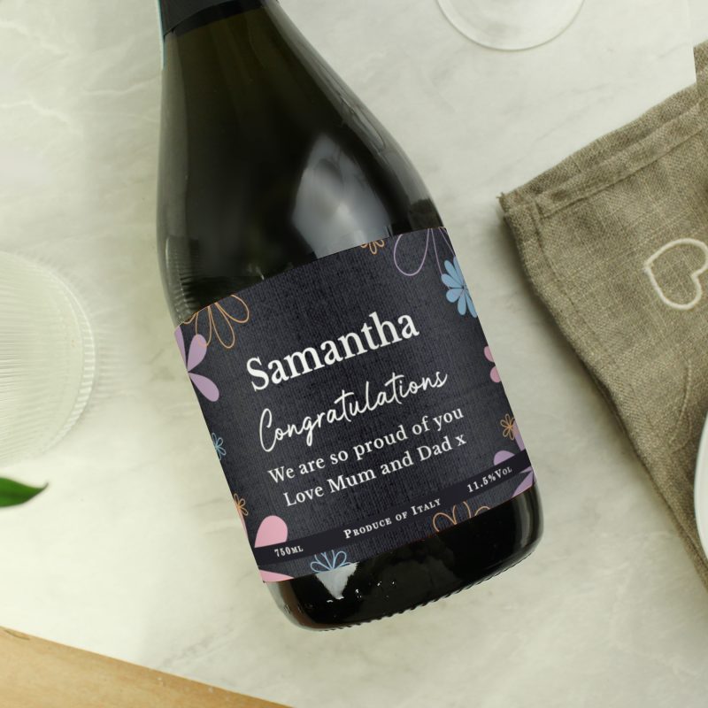 Personalised Flower Bottle of Prosecco