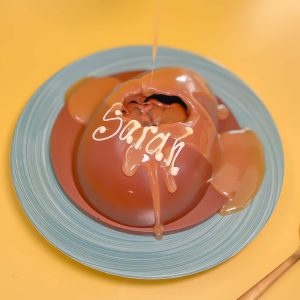 Brownie Bomb Egg With Hot Salted Caramel