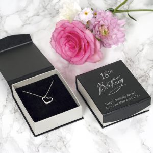 Sterling Silver Birthday Heart Pendant and Sentiment Box