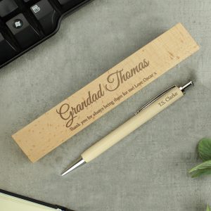 Personalised Scripted Font Wooden Pen Box Set