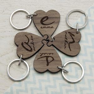 Personalised Best Friends Forever Heart Wooden Keyrings