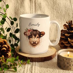 Personalised Girl Highland Cow Mug
