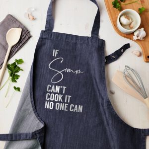 PERSONALISED GREY DENIM CAN COOK IT APRON