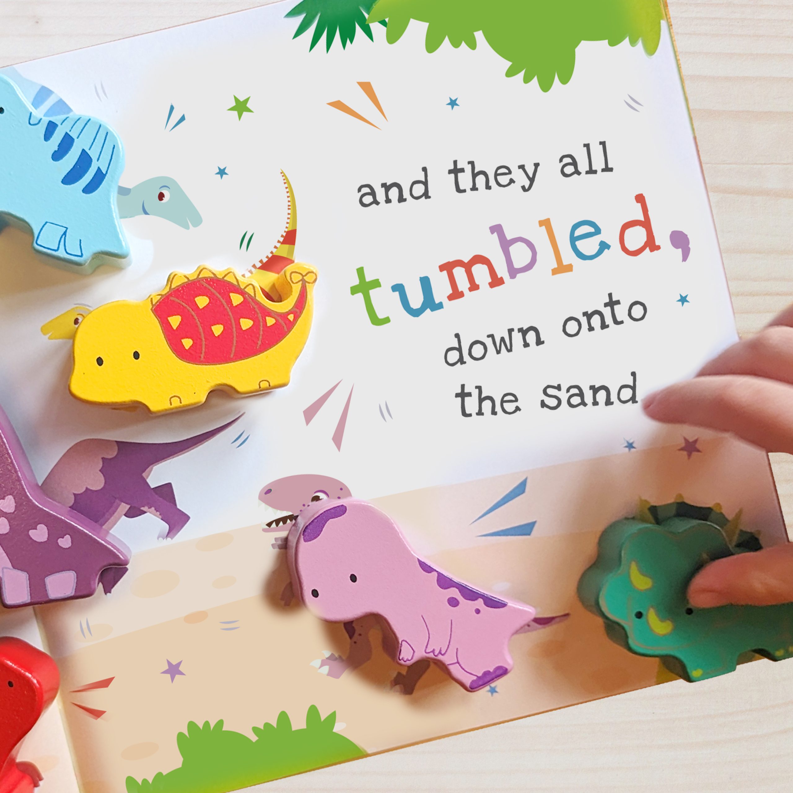 Personalised Wooden Dinosaur Stacker Toy and Book