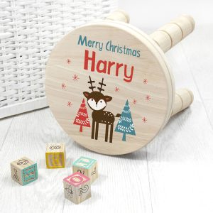 Personalised Children's Reindeer Wooden Stool